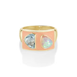 1.63ct Aqua and 1.29ct Opal Ring with Melon Enamel