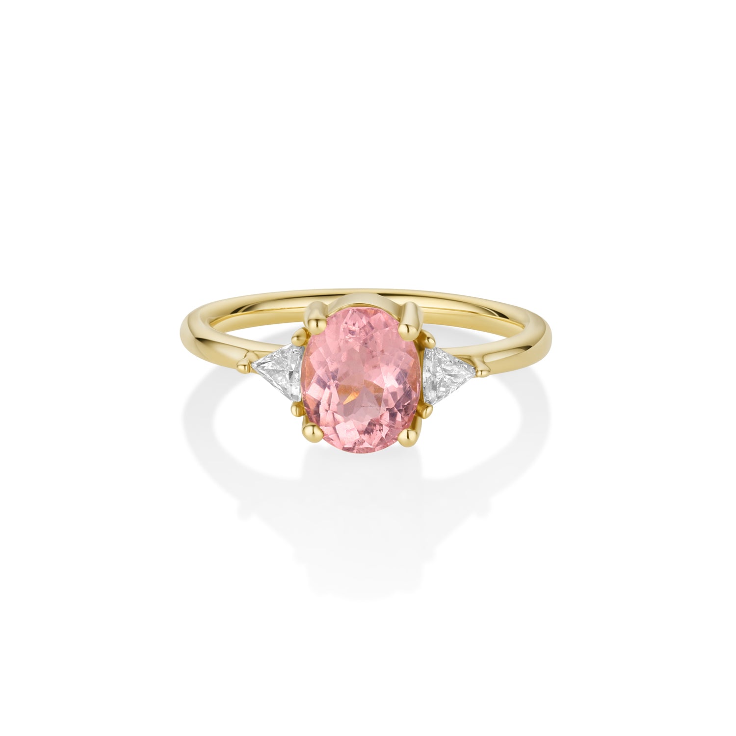 1.63ct Pink Tourmaline Jillian with 0.19tcw natural trillions [Yellow Gold]