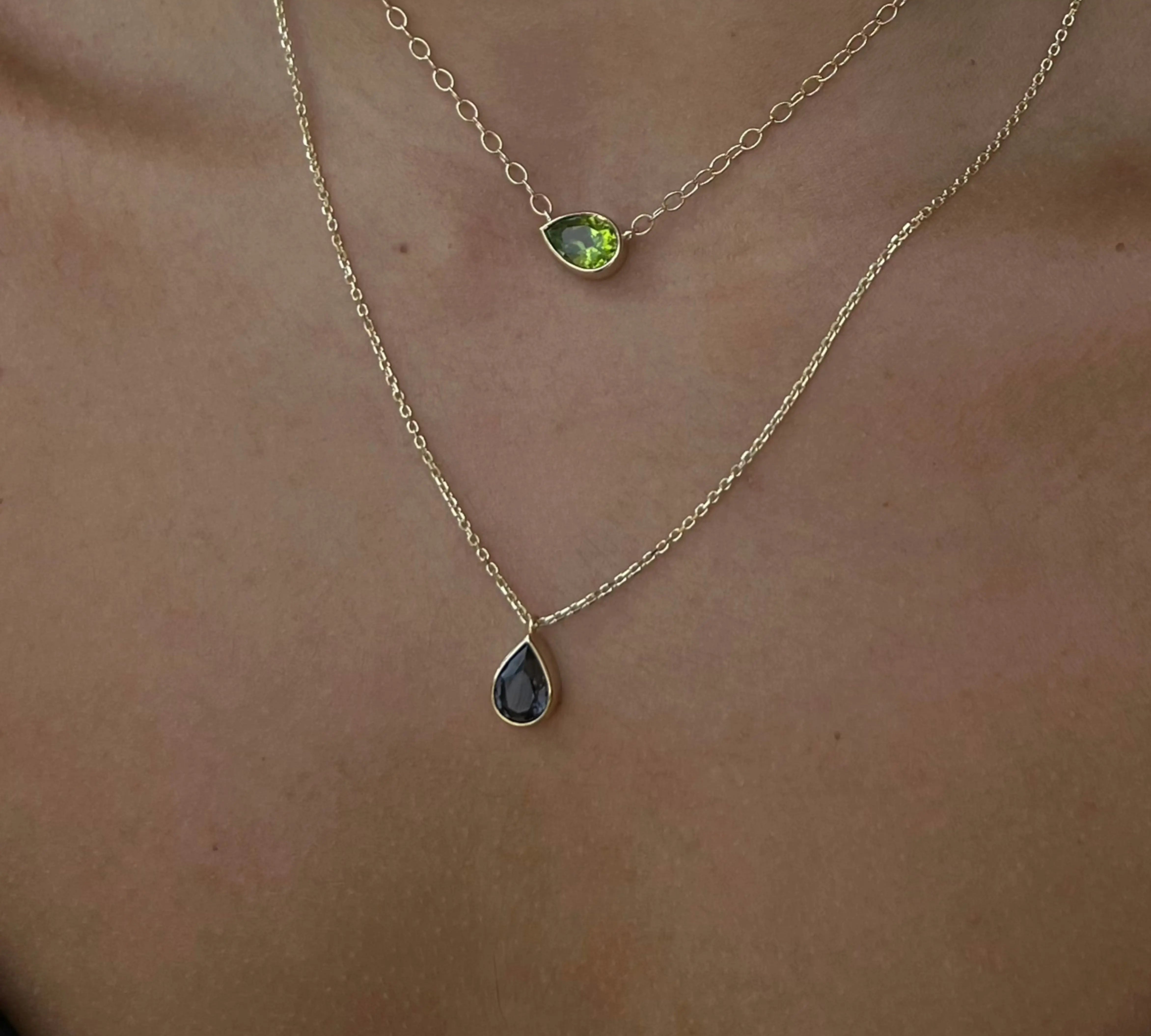 1.73ct Spinel Pear Shape Necklace [on neck]