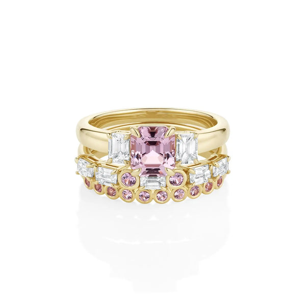 1.76ct Pink Sapphire and Diamond Ring with Cosmic Light & Third Band [Yellow Gold]