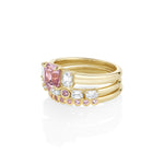 1.76ct Pink Sapphire and Diamond Ring with Cosmic Light & Third Band side view