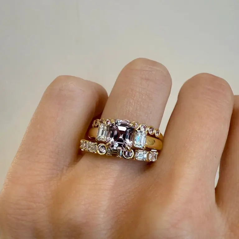1.76ct Pink Sapphire and Diamond Ring Stack [on hand]