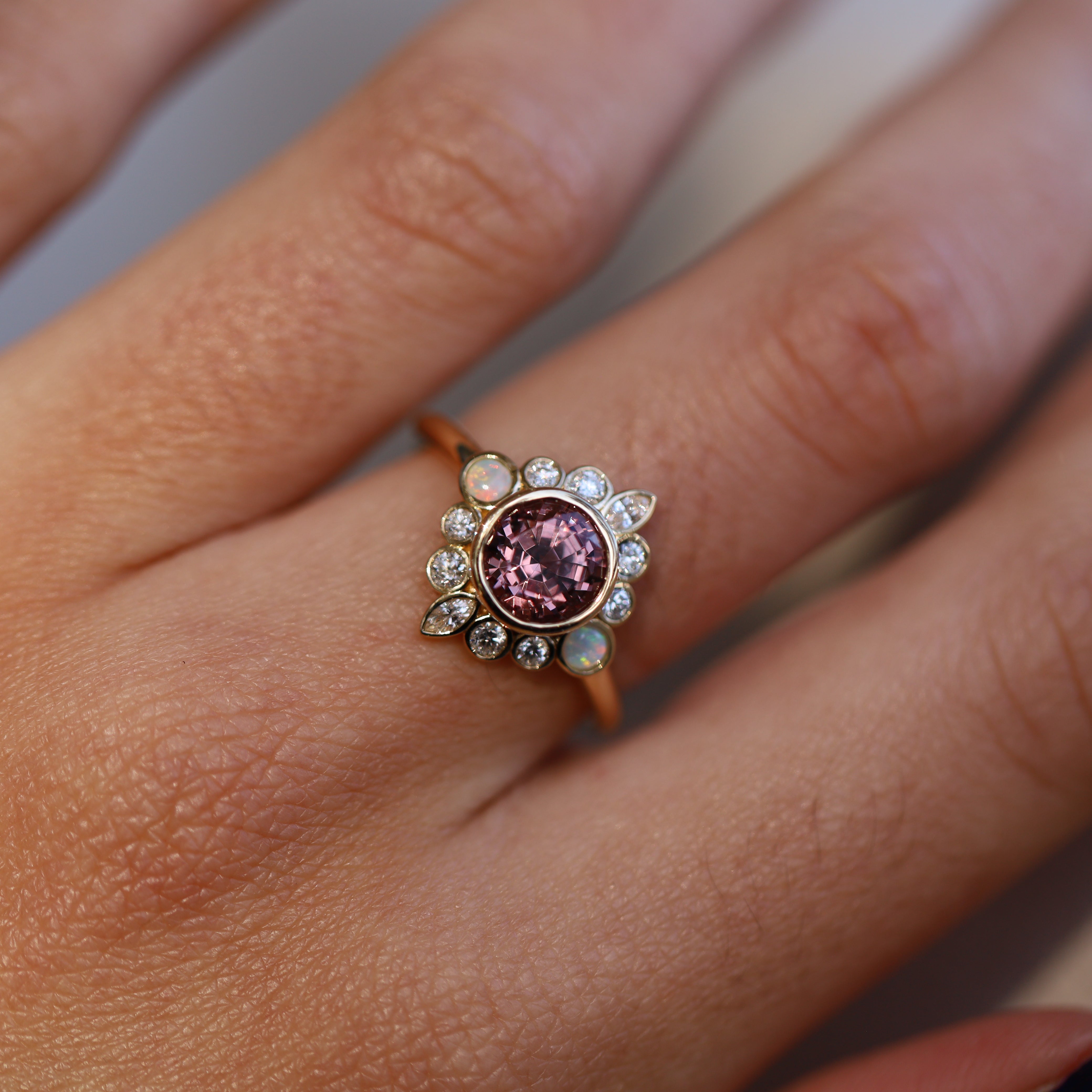 1.82ct Imperial Malaya Garnet and Opal Scarlette Compass Ring [on hand]