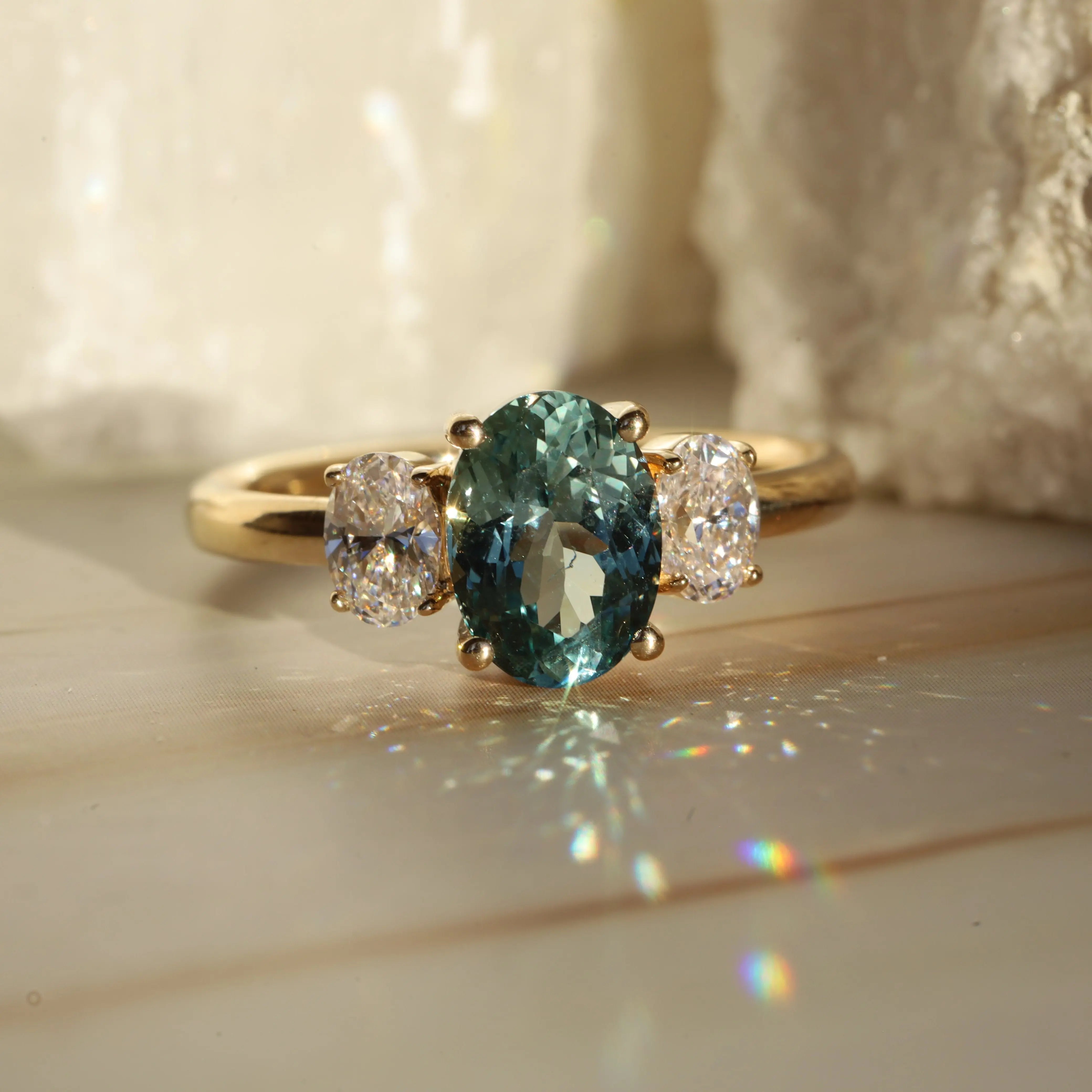 Wedding Ring Montana Sapphire And Diamond Ring Teal Sapphire Ring
