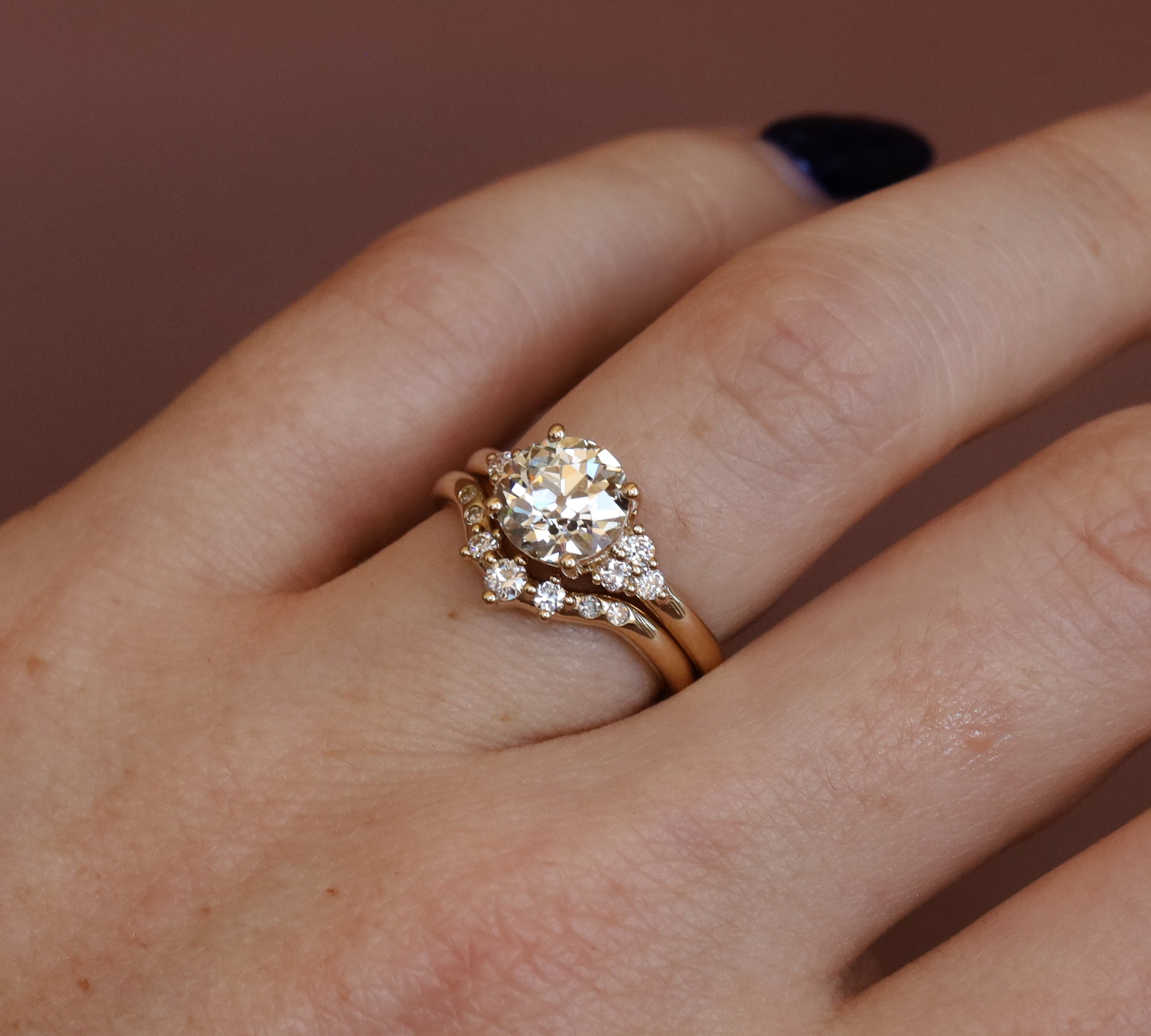 1.90ct Old European Diamond Ring with Tracer Band Marrow Fine