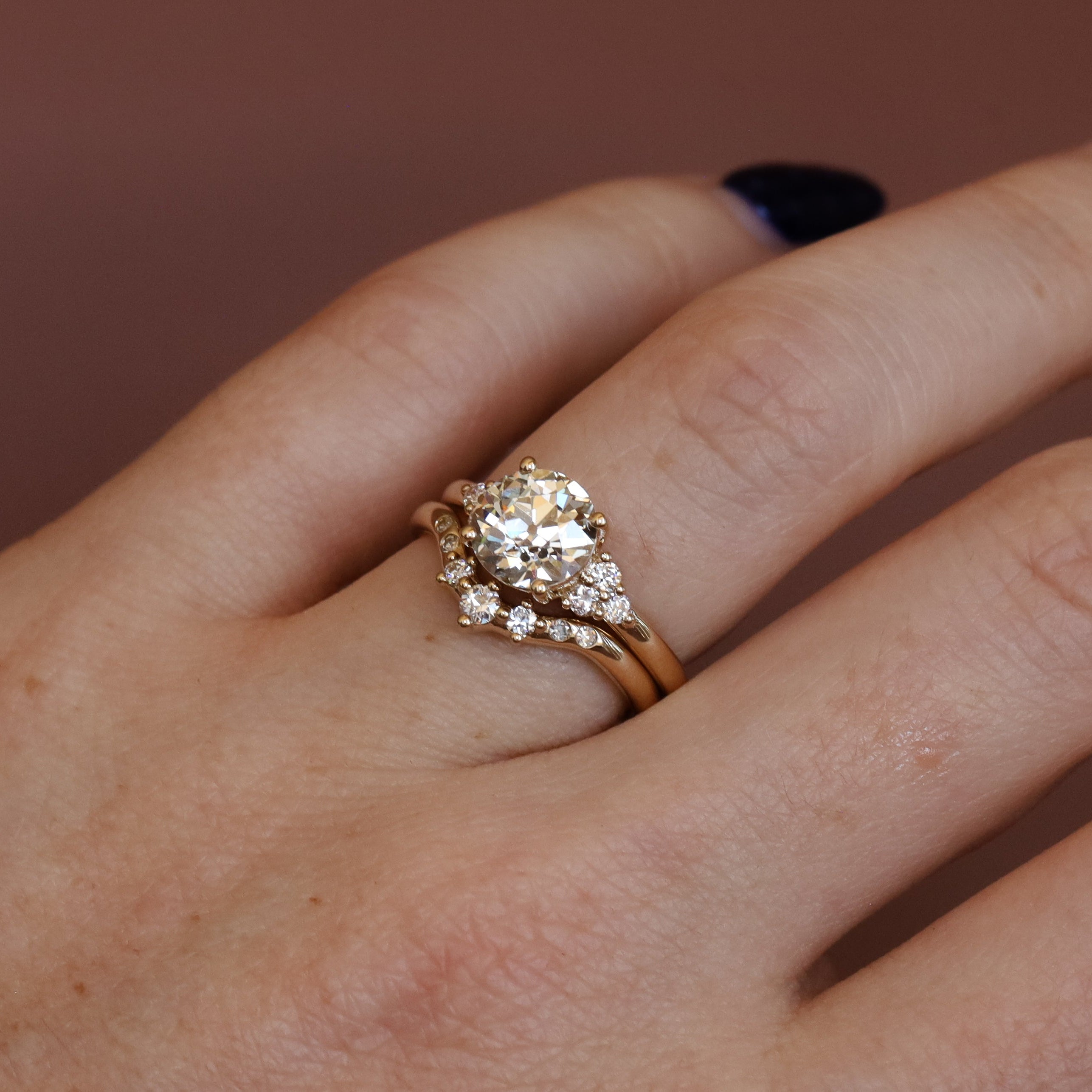 1.90ct Old European Diamond Ring with Tracer Band Marrow Fine