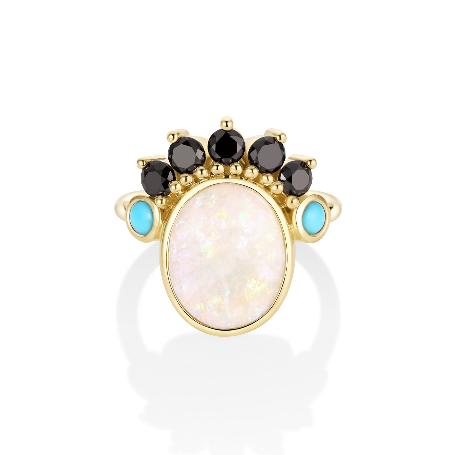 1.91ct Australian Opal and 0.20ctw Turquoise Mary Ring
