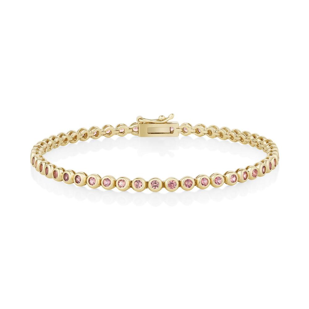 1.94tcw Reddish-Orange Sapphire Tennis Bracelet [front view]