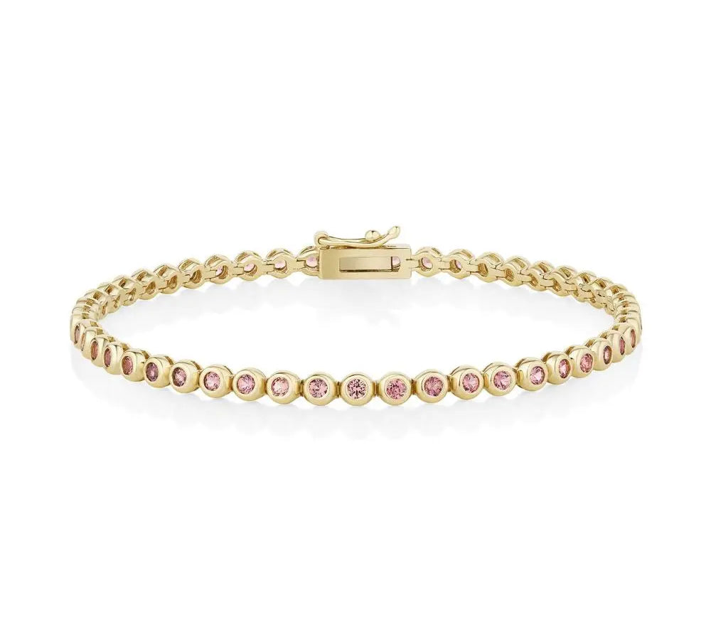 1.94tcw Reddish-Orange Sapphire Tennis Bracelet [front view]
