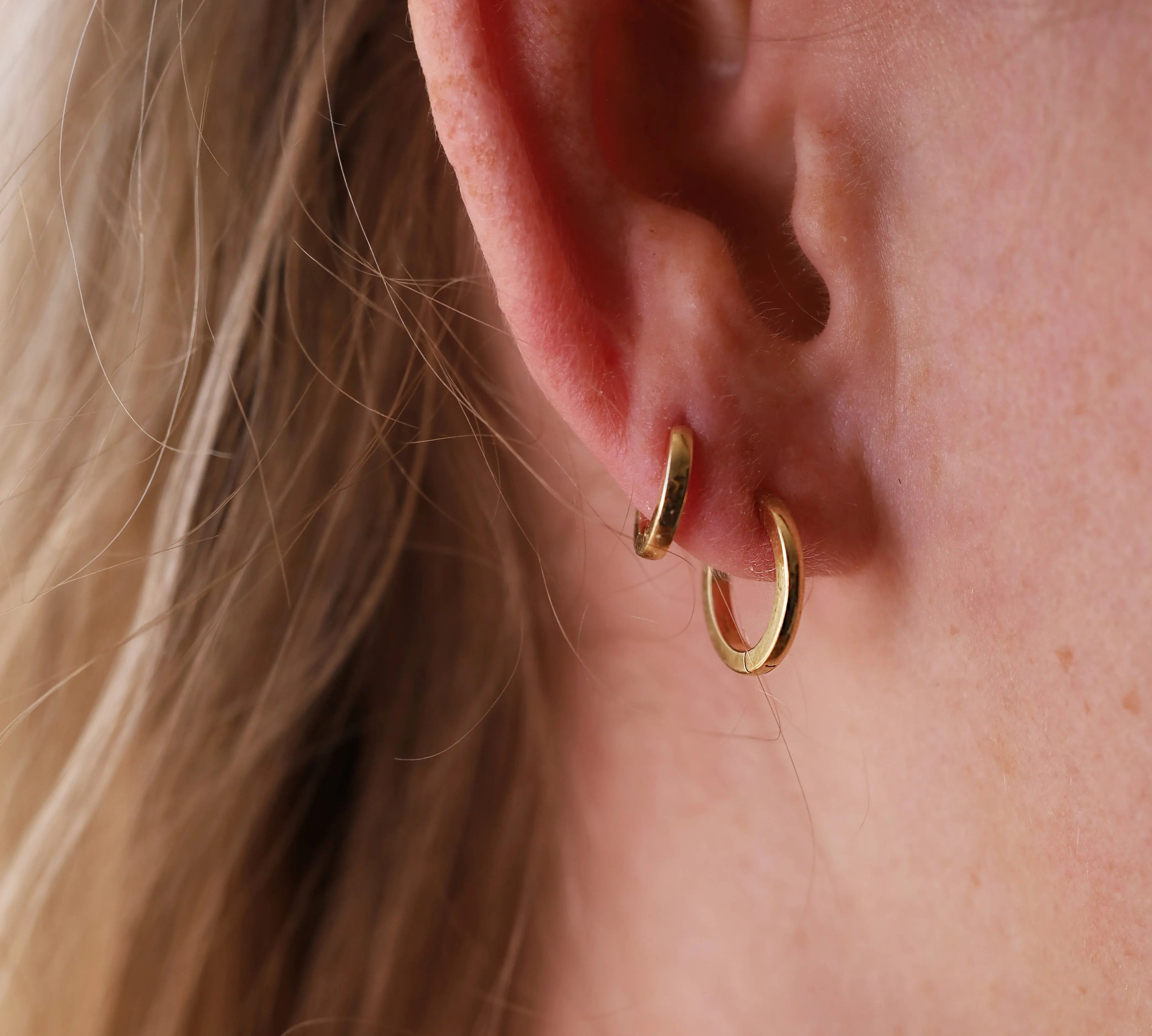 12.5mm and 10mm gold huggies