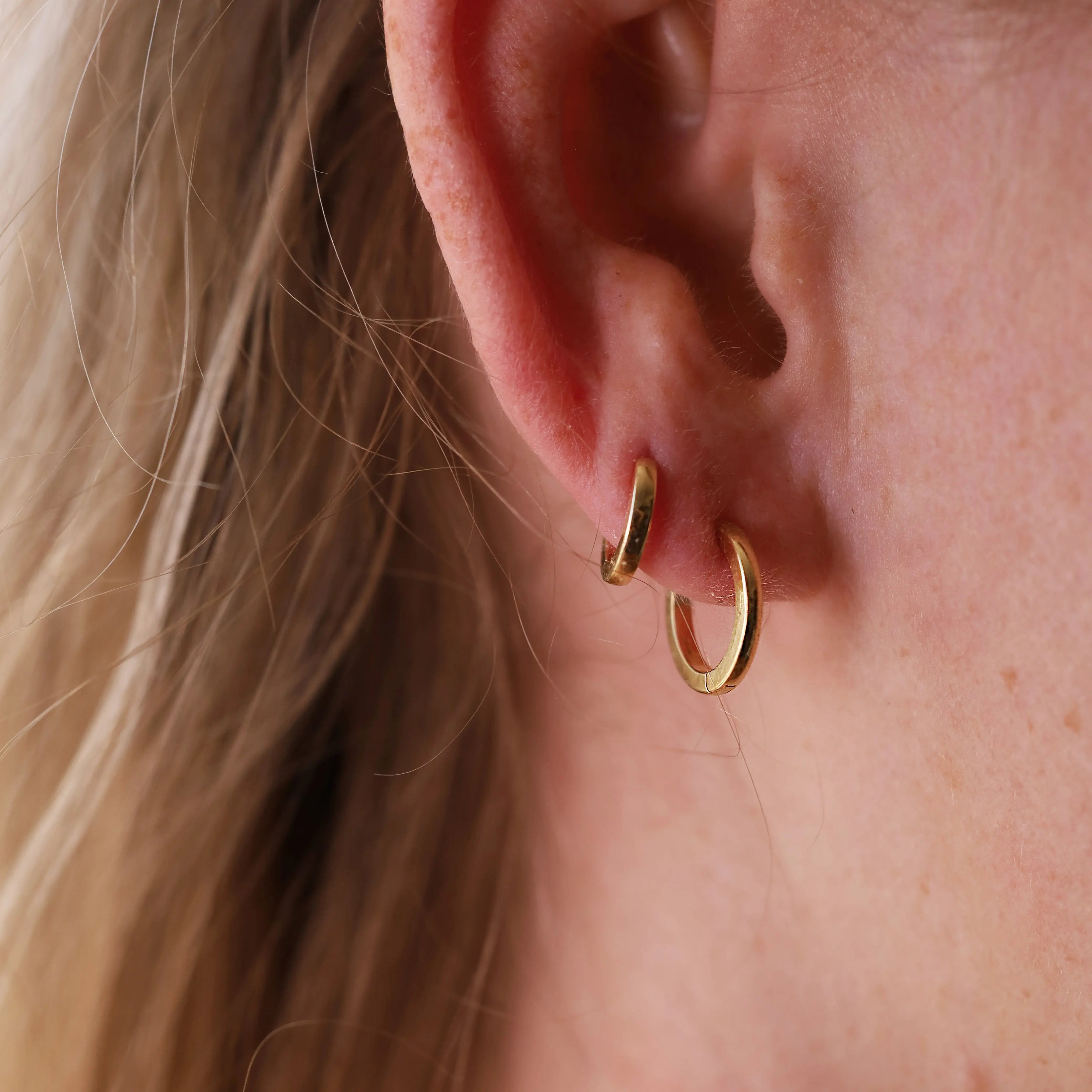 12.5mm and 10mm gold huggies