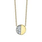 Marrow Fine Jewelry White Diamond Quarter Moon Phase Circle Pendant With Solid Gold Chain [Yellow Gold]