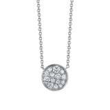 Marrow Fine Jewelry White Diamond Full Moon Phase Circle Pendant With Solid Gold Chain [White Gold]