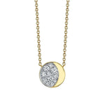 Marrow Fine Jewelry White Diamond Gibbous Moon Phase Circle Pendant With Solid Gold Chain [Yellow Gold]