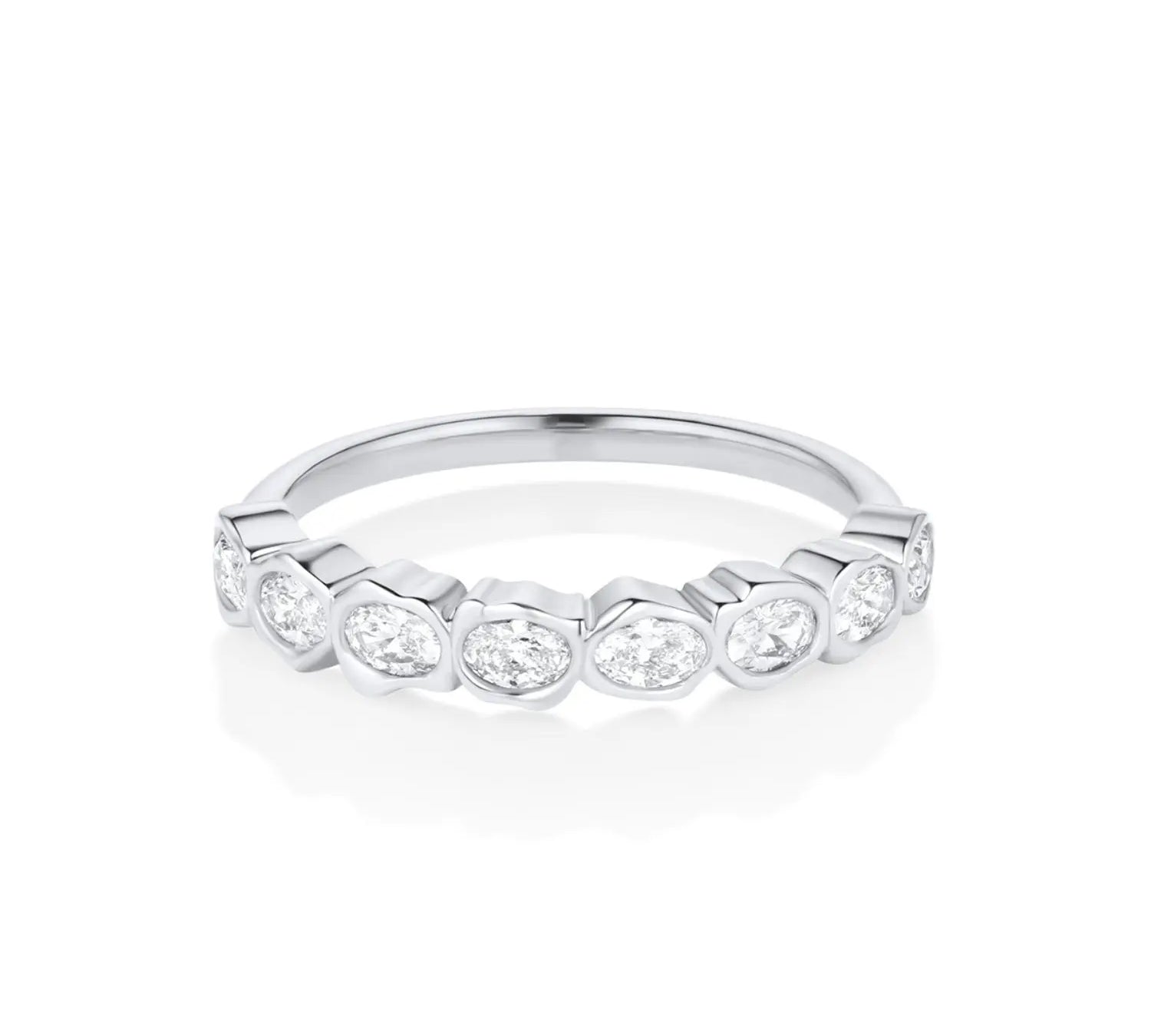 White Diamond Abstract Bezel Band [White Gold]