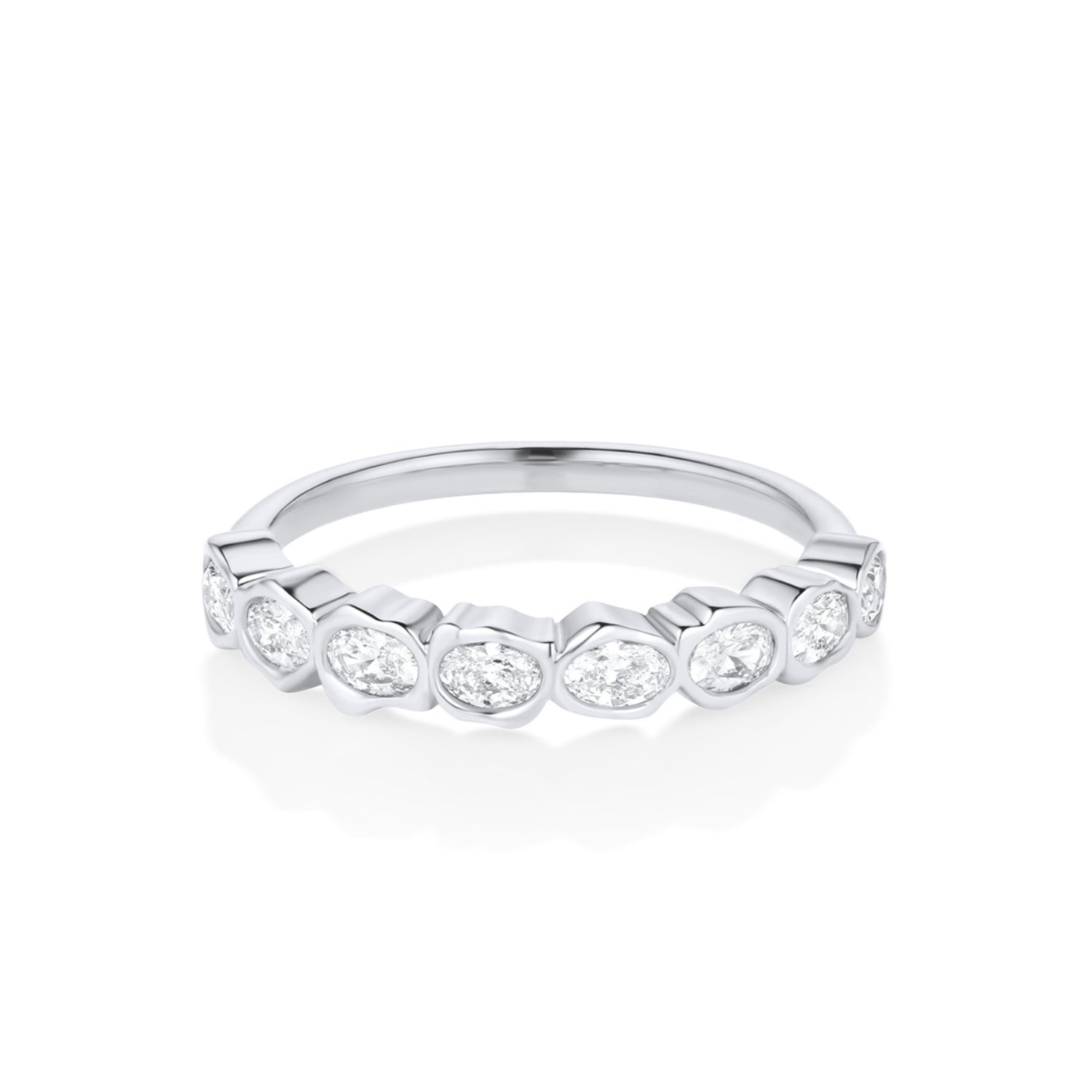 White Diamond Abstract Bezel Band [White Gold]