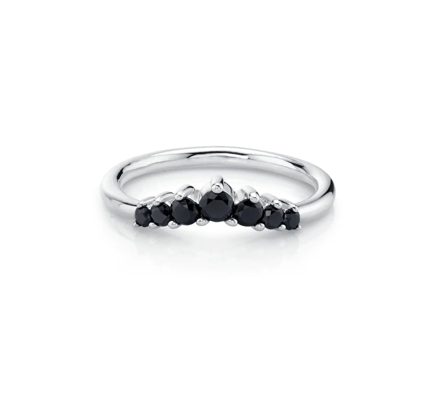 Marrow Fine Jewelry Black Diamond Seven Stones Stacking Ring  [White Gold]