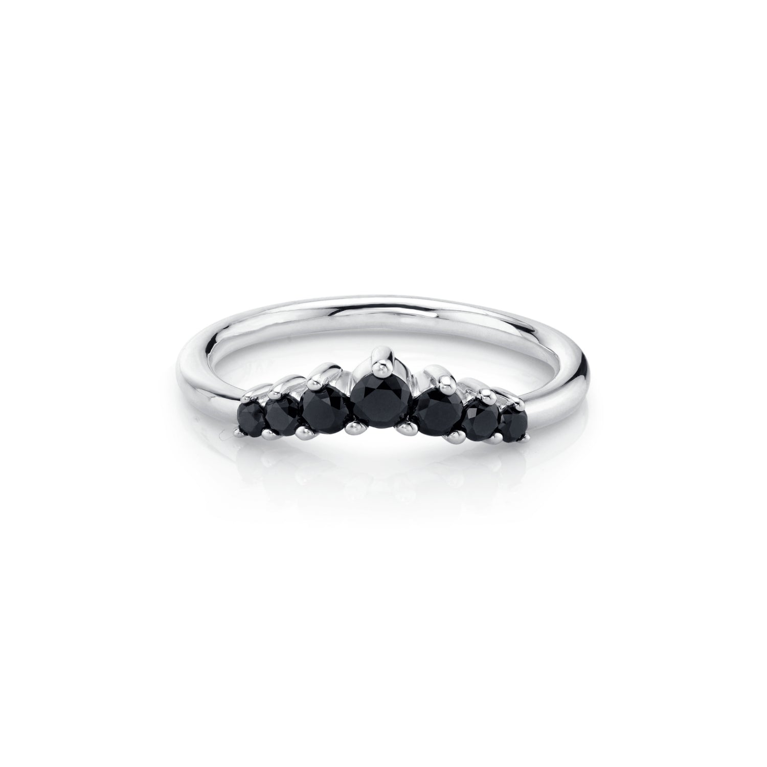 Marrow Fine Jewelry Black Diamond Seven Stones Stacking Ring  [White Gold]