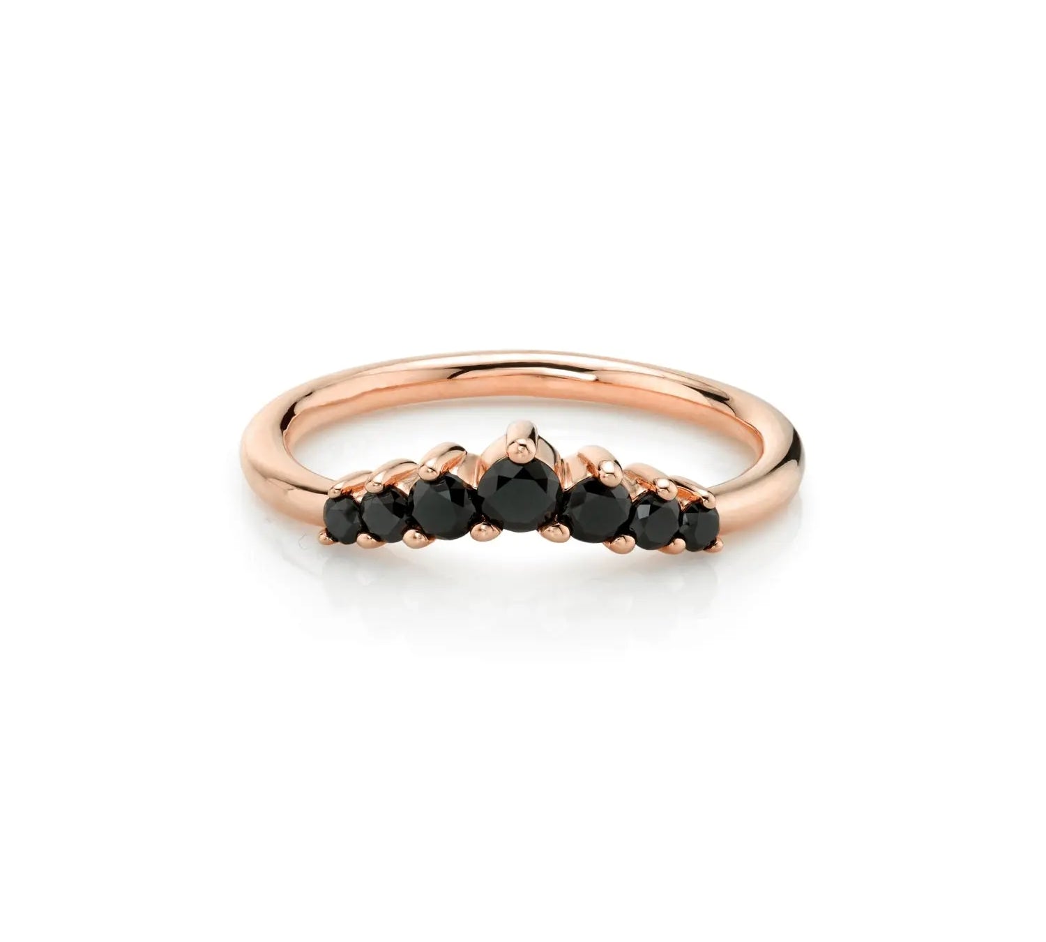 Marrow Fine Jewelry Black Diamond Seven Stones Stacking Ring  [Rose Gold]
