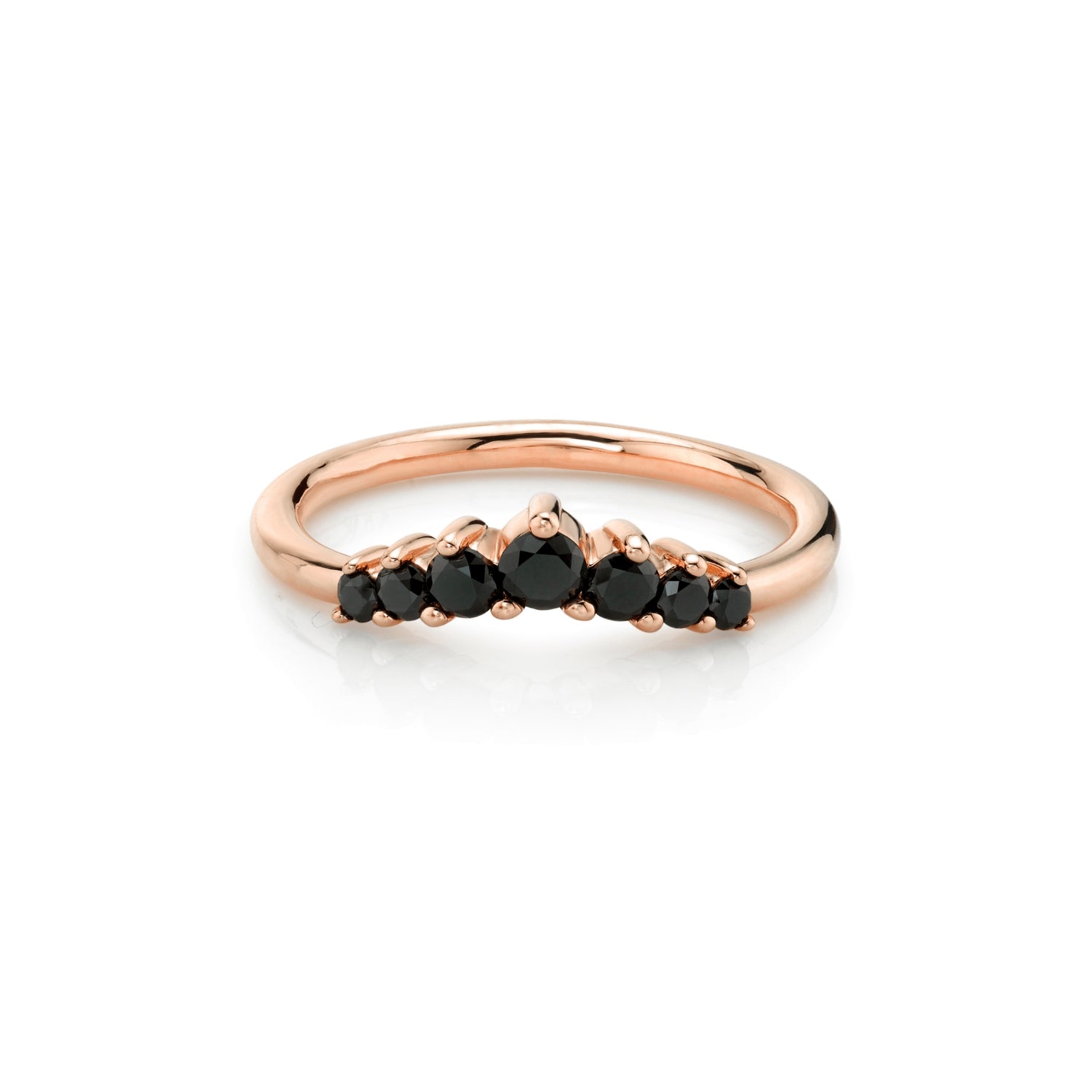 Marrow Fine Jewelry Black Diamond Seven Stones Stacking Ring  [Rose Gold]