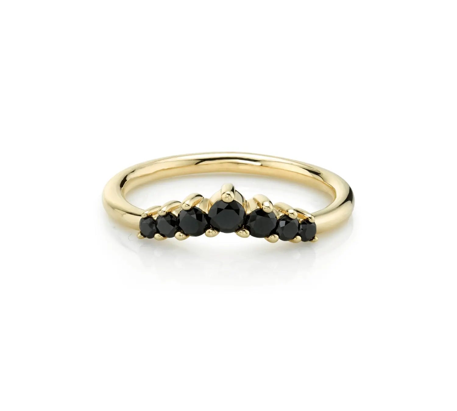 Marrow Fine Jewelry Black Diamond Seven Stones Stacking Ring  [Yellow Gold]