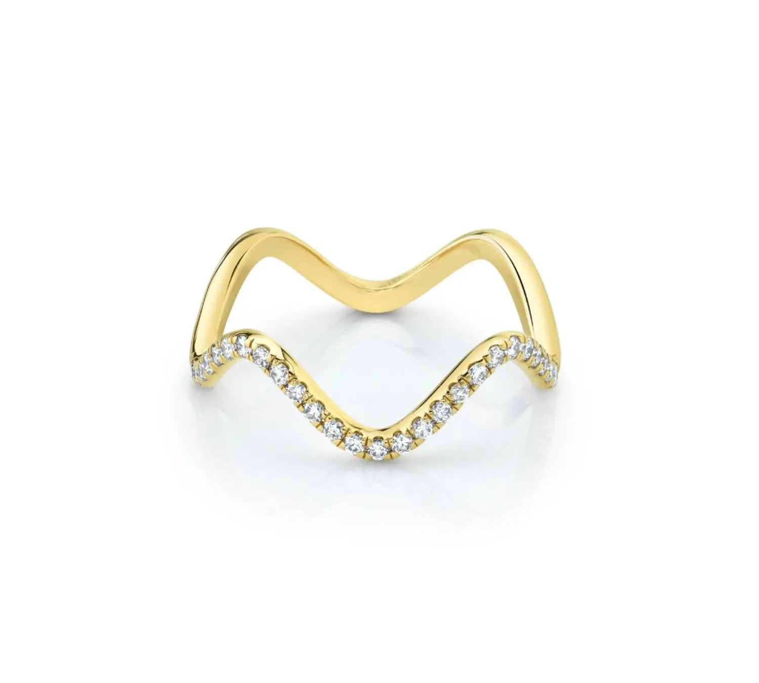 Marrow Fine Jewelry White Diamond Pavé Squiggle Stacking and Wedding Ring [Yellow Gold]
