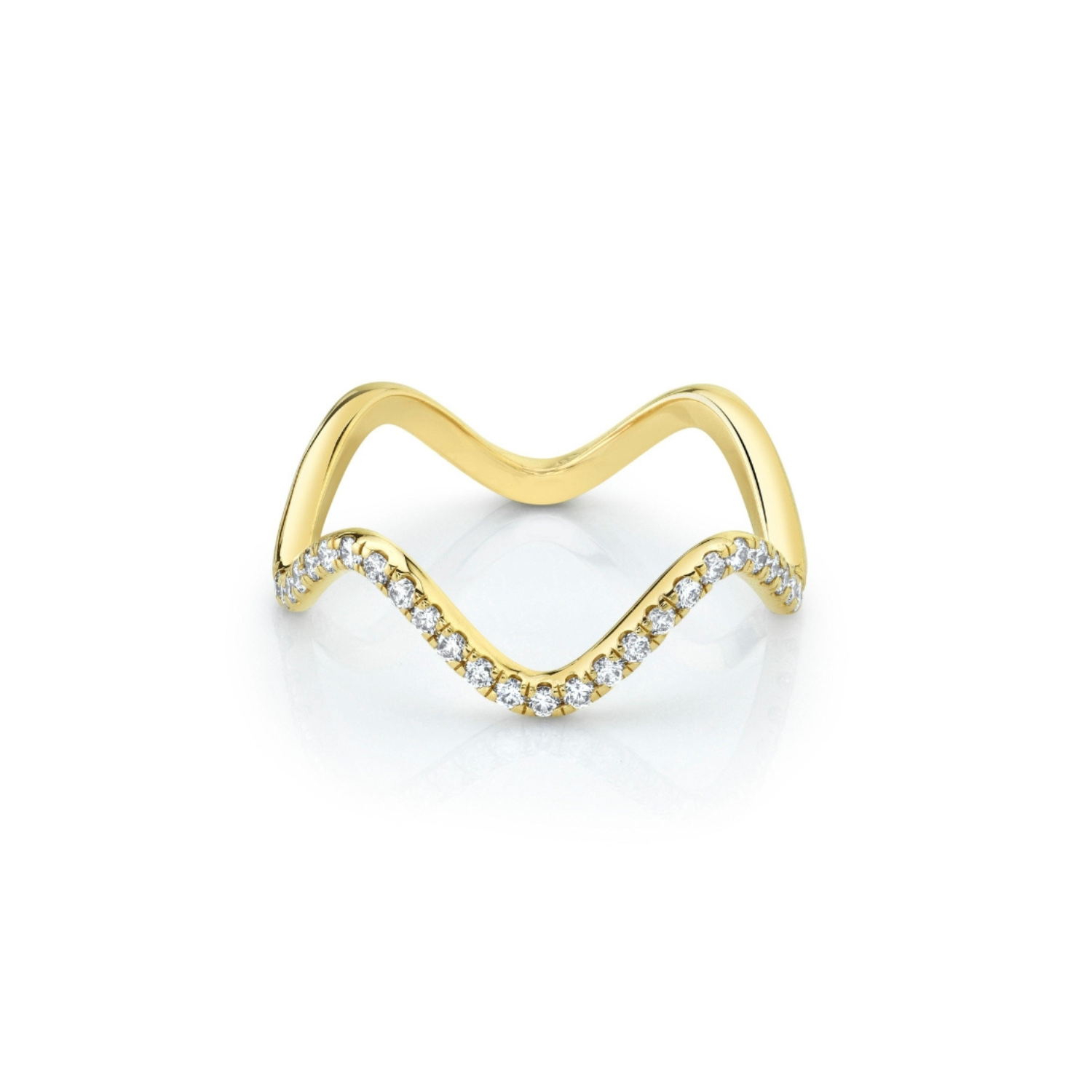 Marrow Fine Jewelry White Diamond Pavé Squiggle Stacking and Wedding Ring [Yellow Gold]