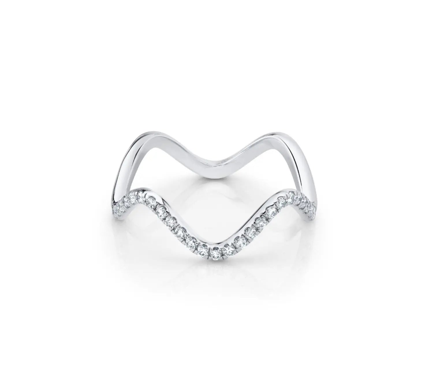 Marrow Fine Jewelry White Diamond Pavé Squiggle Stacking and Wedding Ring [White Gold]