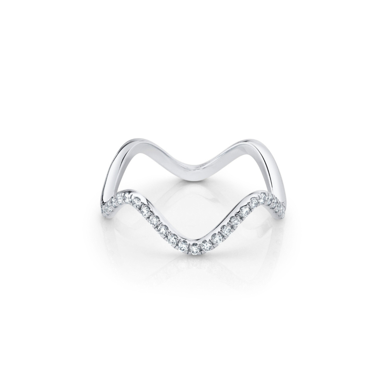 Marrow Fine Jewelry White Diamond Pavé Squiggle Stacking and Wedding Ring [White Gold]
