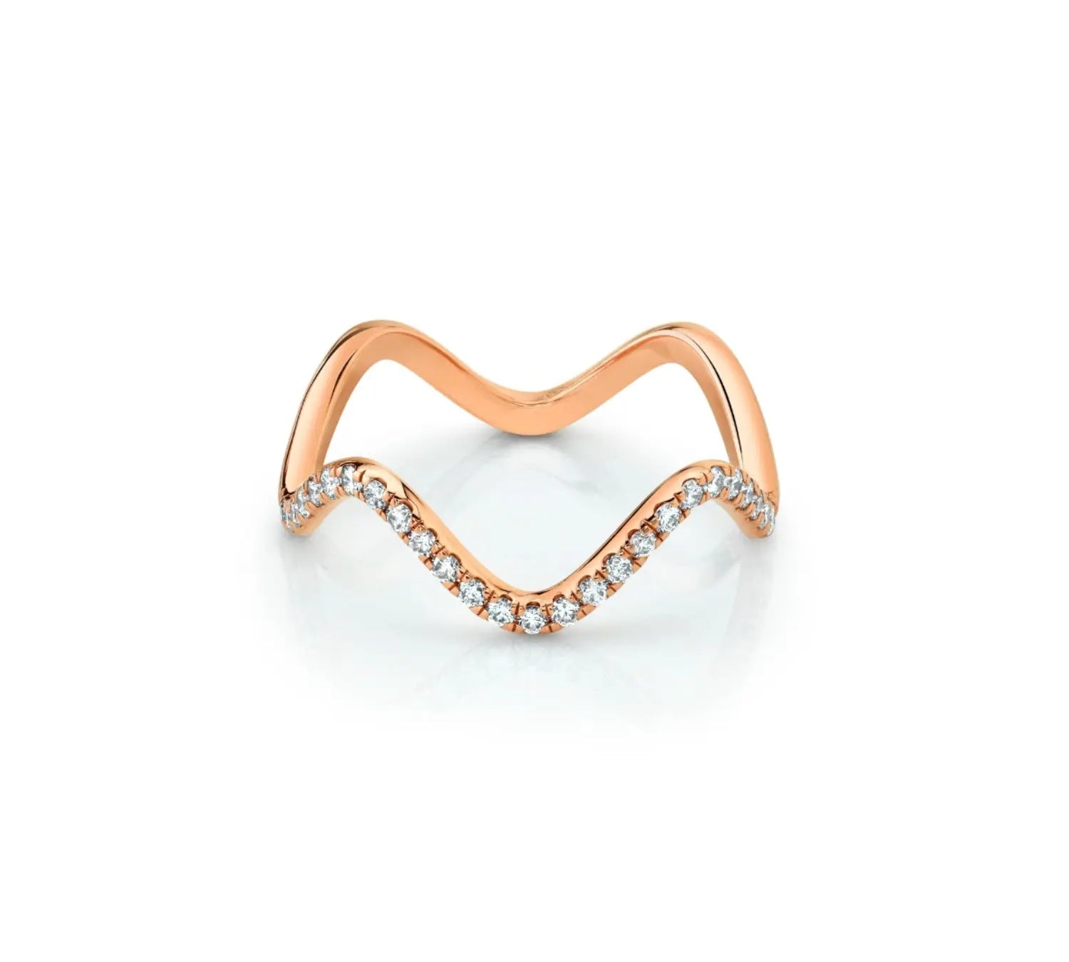 Marrow Fine Jewelry White Diamond Pavé Squiggle Stacking and Wedding Ring [Rose Gold]