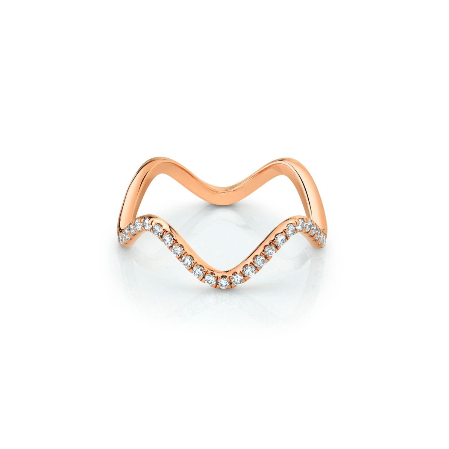 Marrow Fine Jewelry White Diamond Pavé Squiggle Stacking and Wedding Ring [Rose Gold]