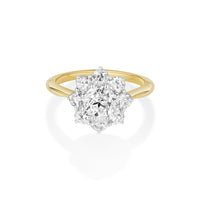 1ct Old Euro Two Tone Petal Ring