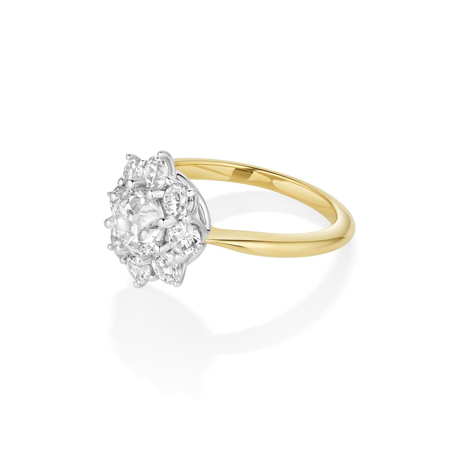 1ct Old Euro Two Tone Petal Ring