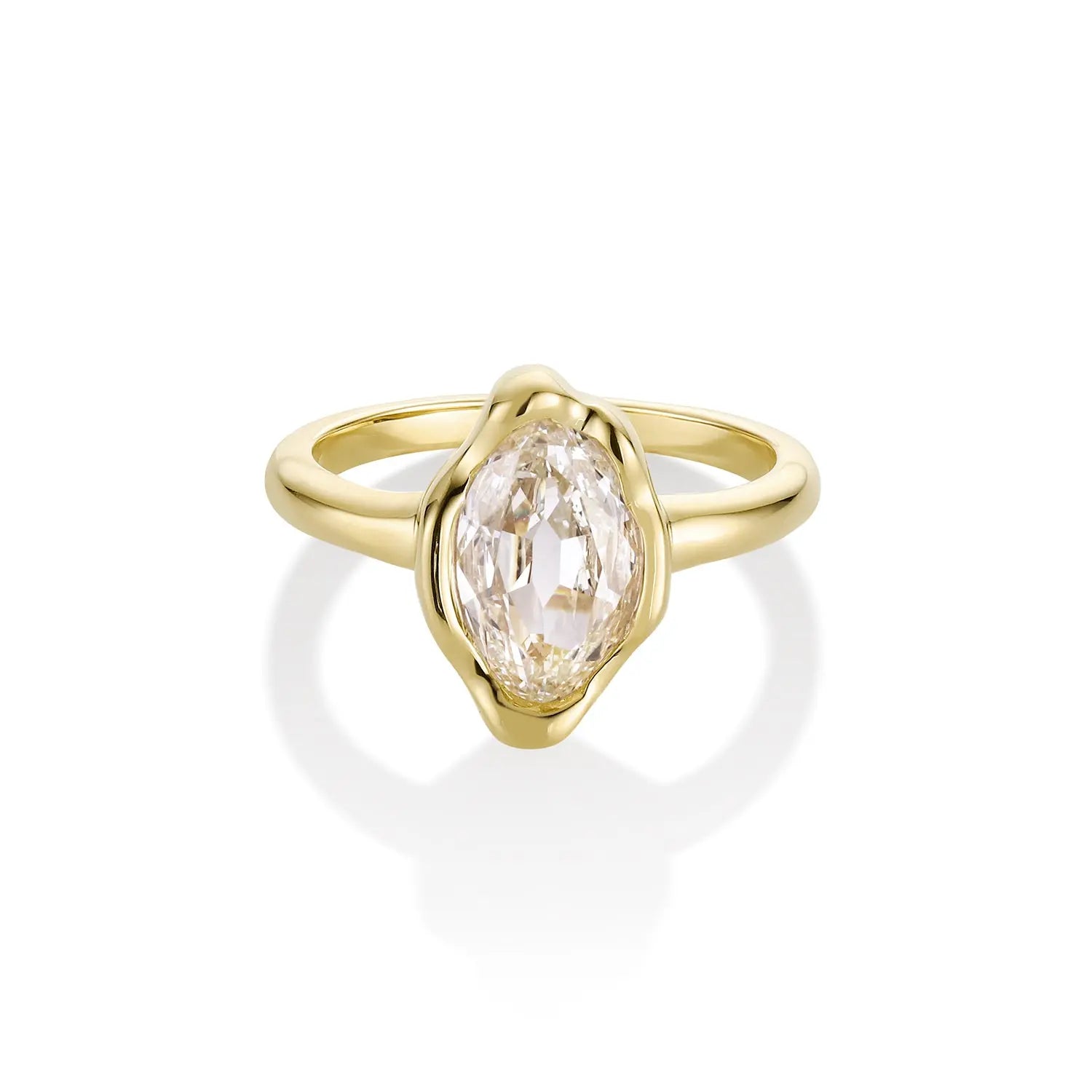 2.01ct Moval Diamond Abstract Bezel Ring
