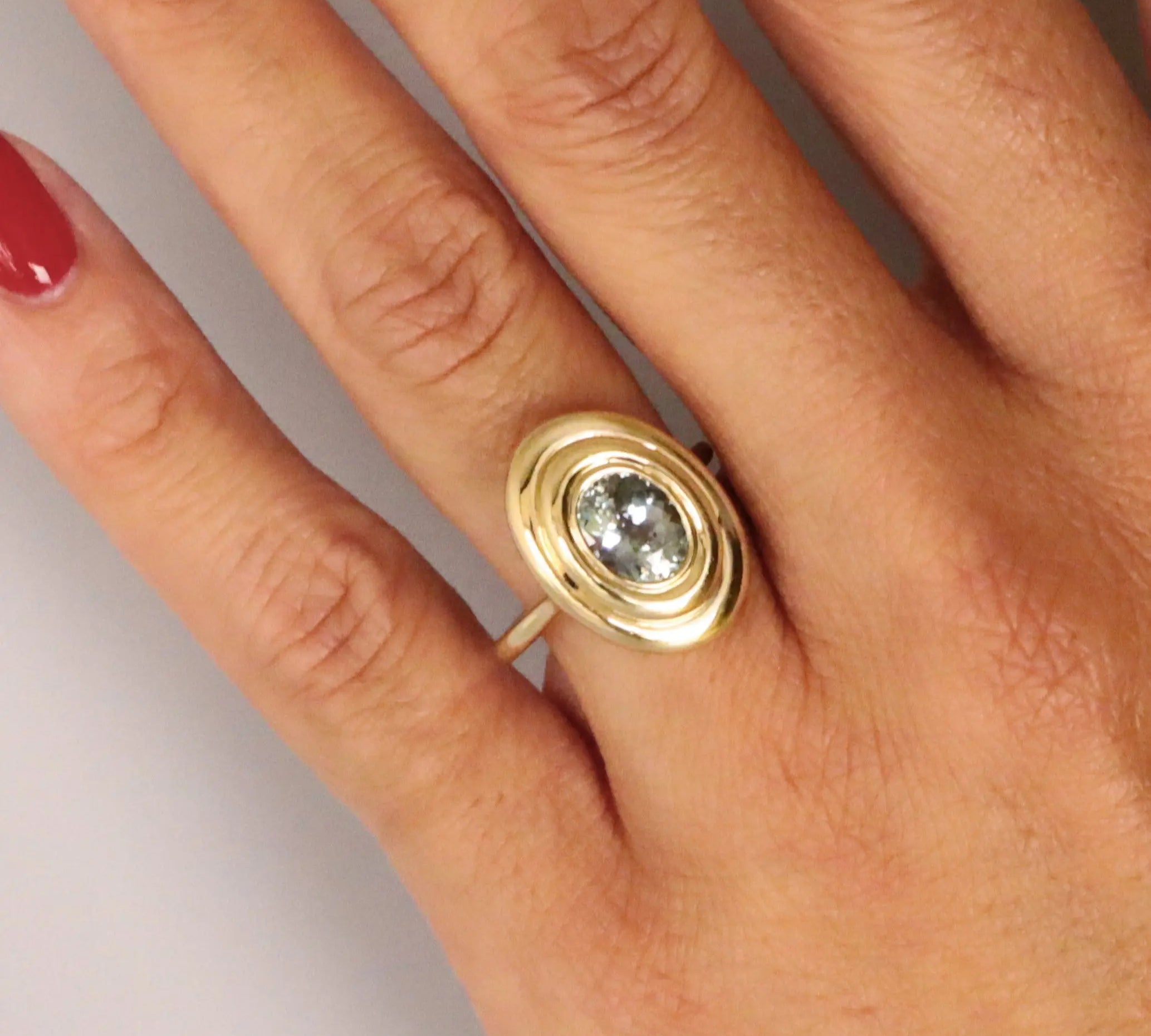 2.02ct Sapphire In-Orbit Ring on hand