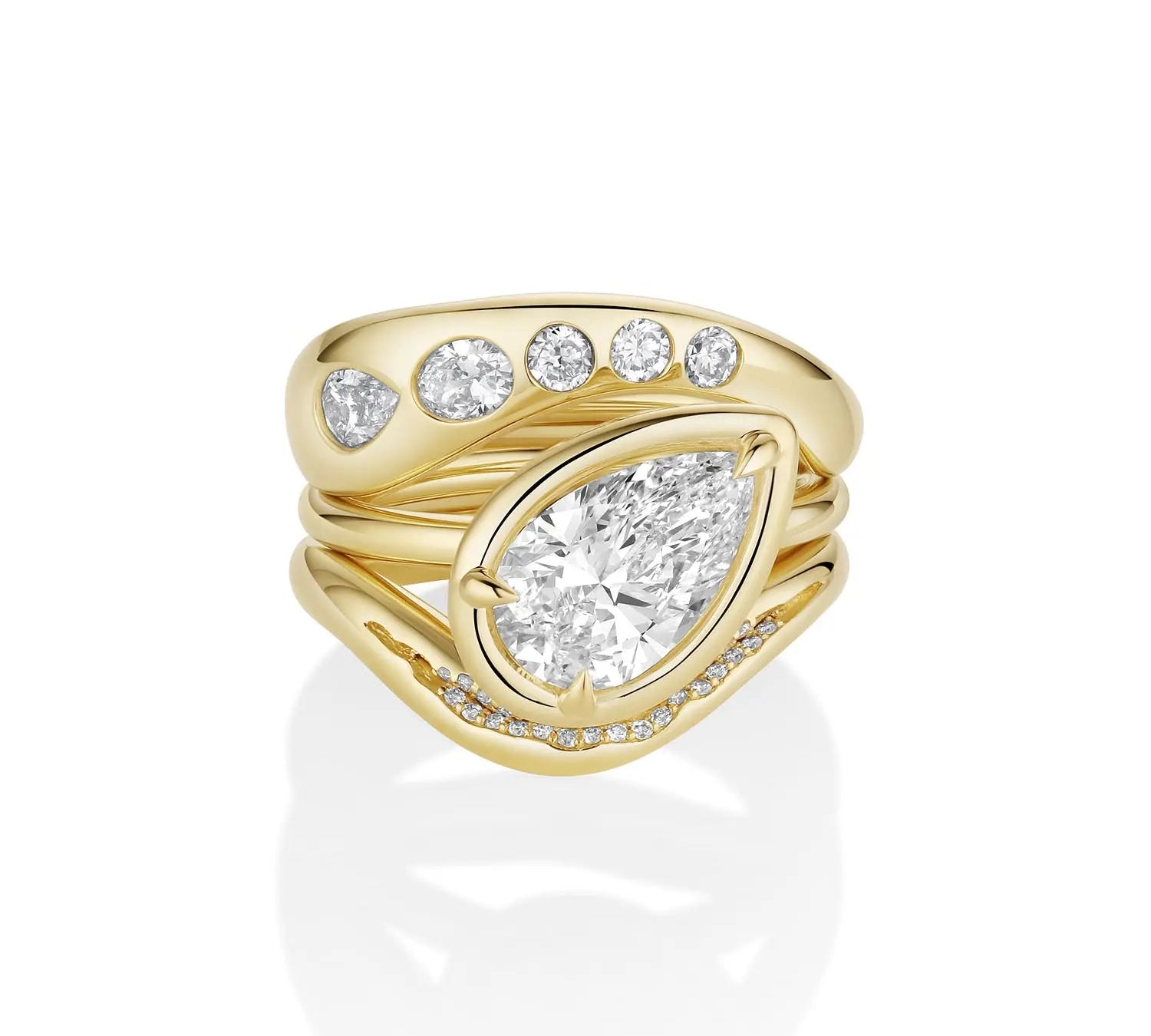 2.06ct Lab-Created Diamond Pear Diamond 3 Ring Stack Marrow Fine