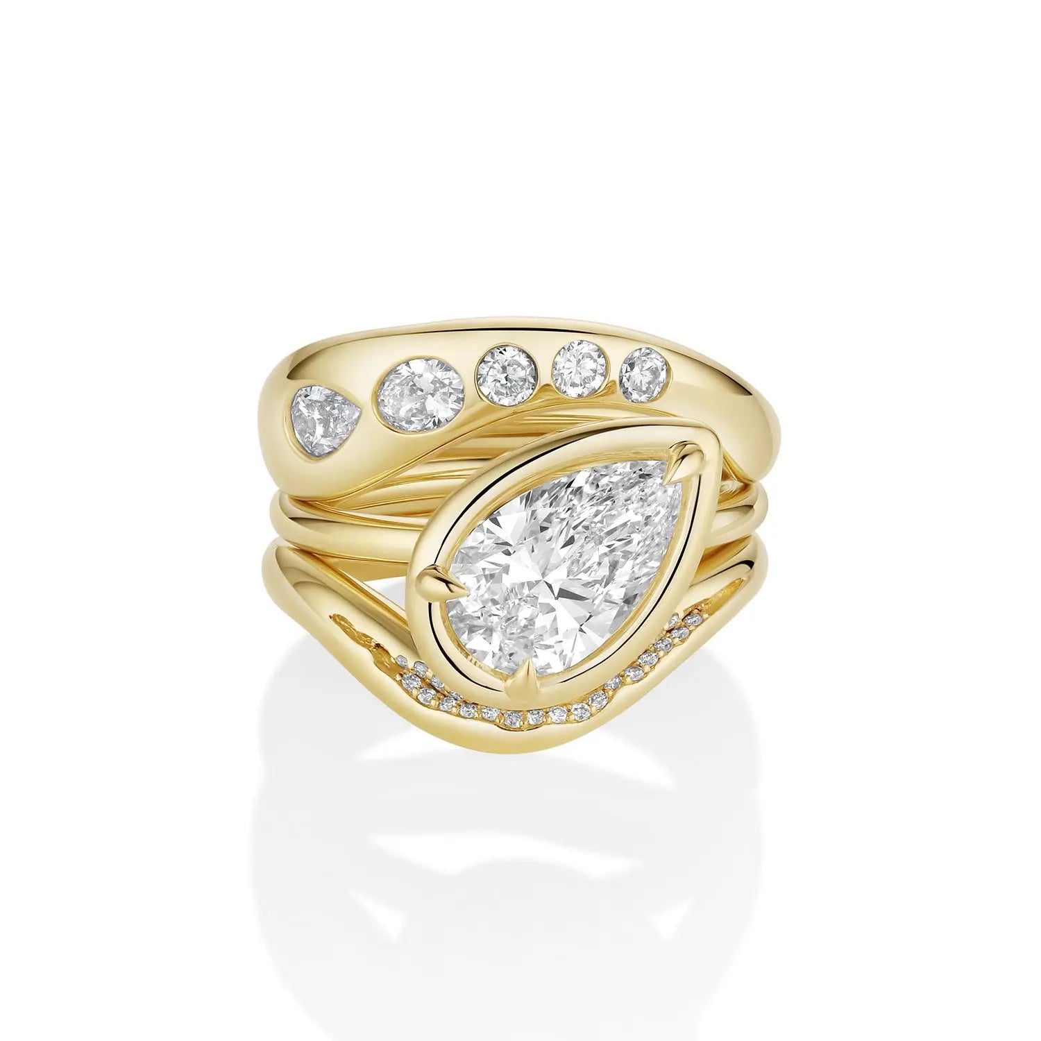 2.06ct Lab-Created Diamond Pear Diamond 3 Ring Stack Marrow Fine