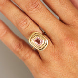 2.16ct Padparadscha In-Orbit Ring on hand