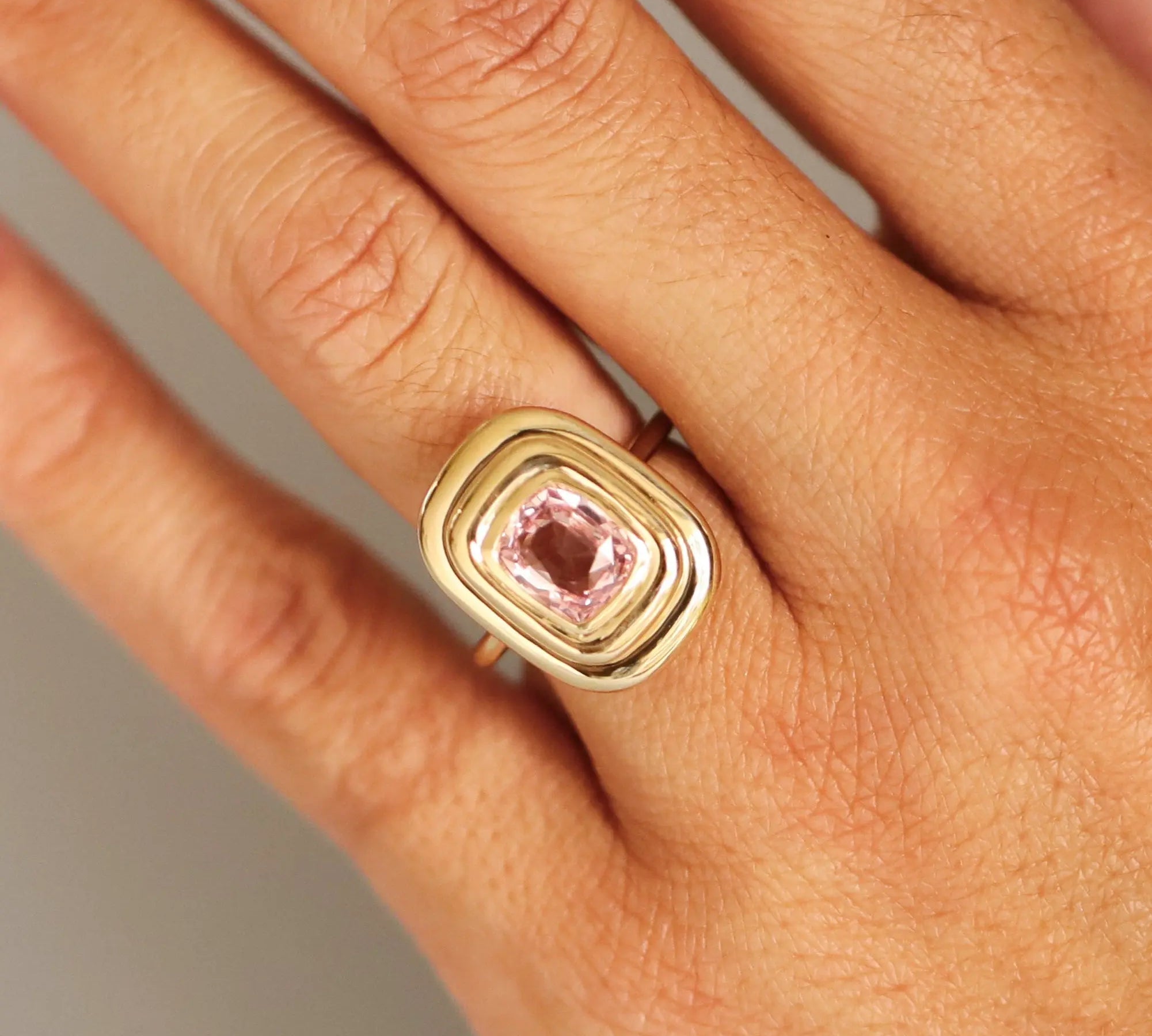 2.16ct Padparadscha In-Orbit Ring on hand