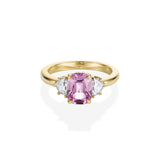 2.20ct Pink Sapphire and 0.44tcw Cadillac Diamond Three Stone Ring [Yellow Gold]