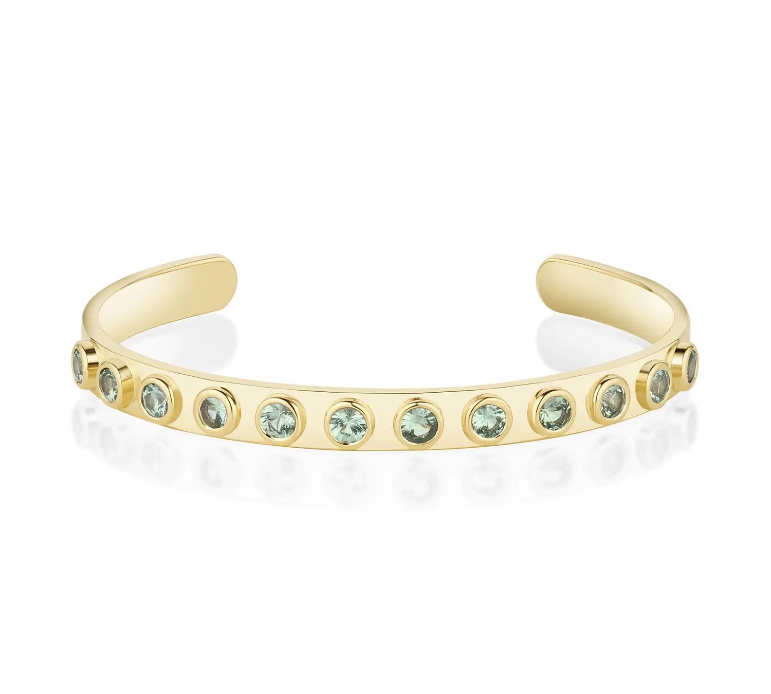 2.24tcw Green Sapphire Everyday Cuff [Yellow Gold]