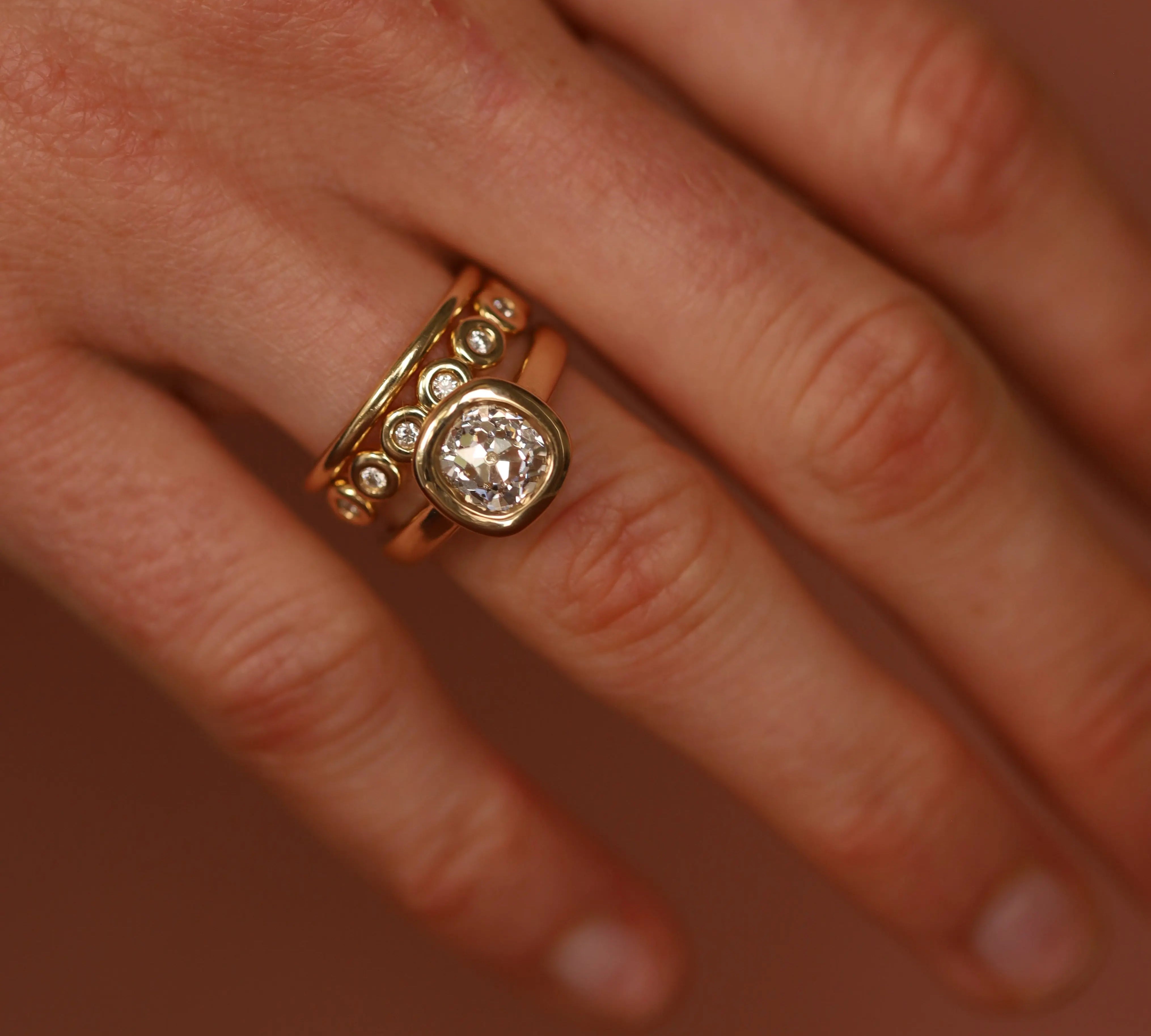 2.25ct Old Mine Diamond Ring on hand