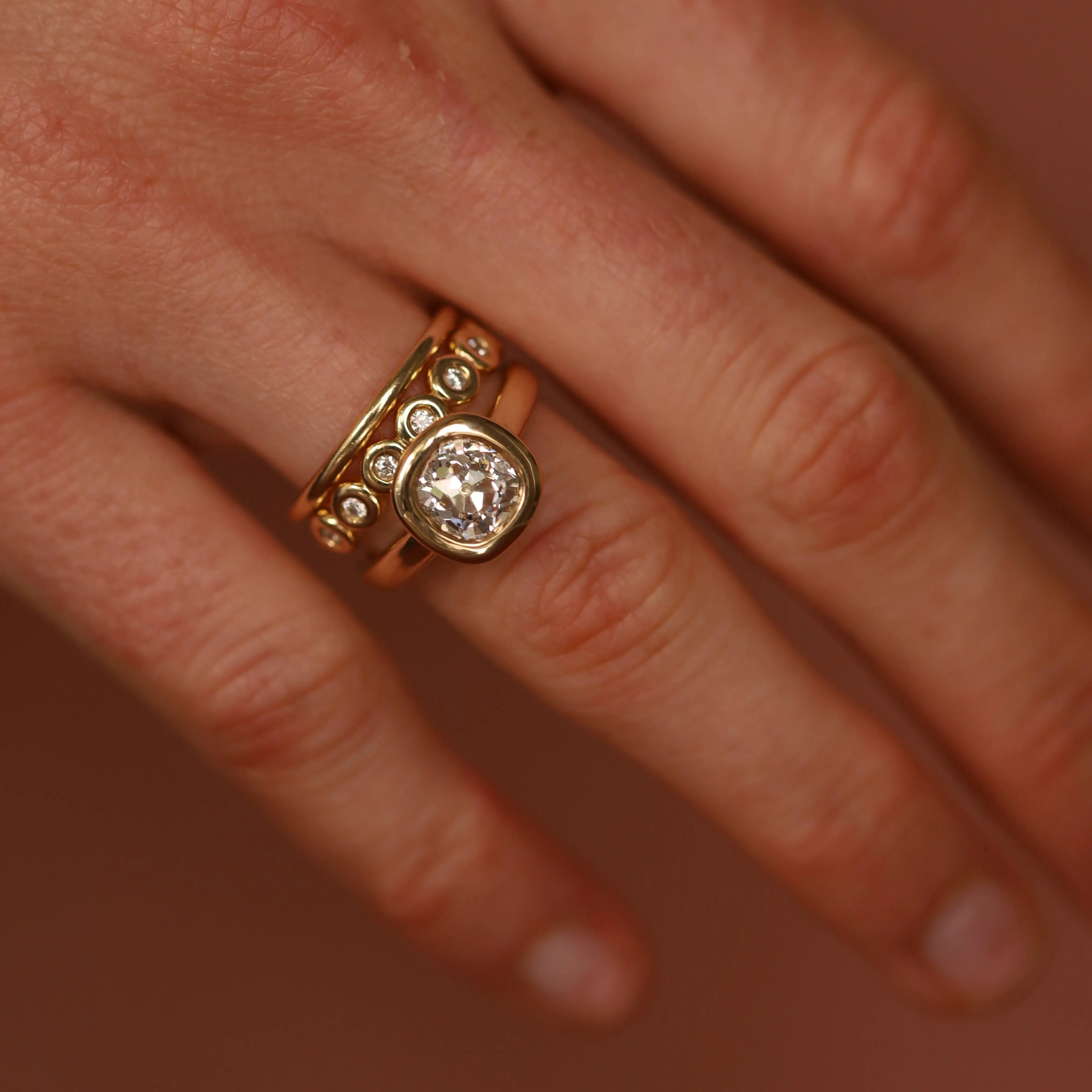 2.25ct Old Mine Diamond Ring on hand