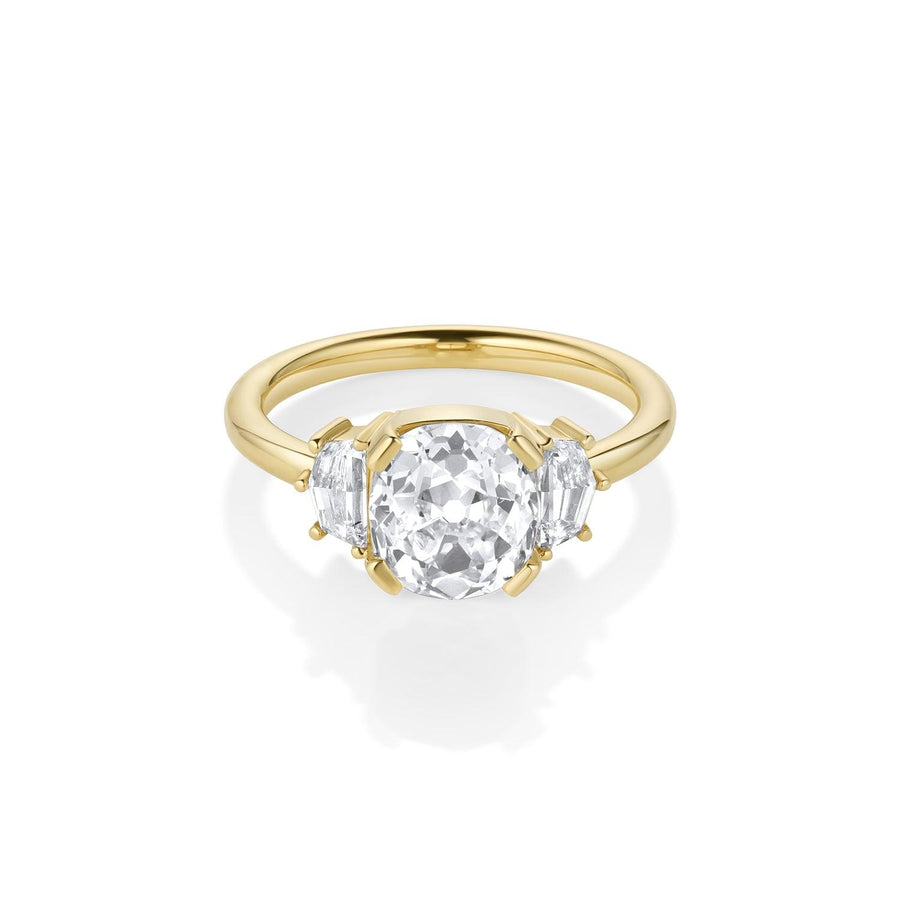 2.36ct Old Mine Epaulette 3 Stone Ring
