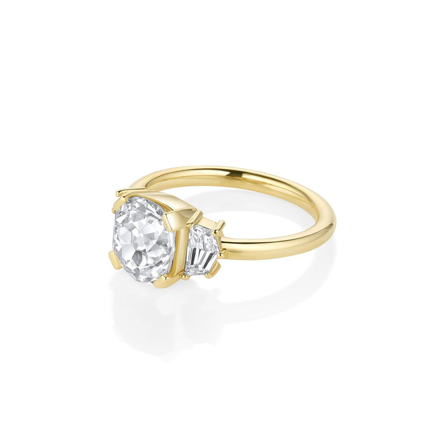 2.36ct Old Mine Epaulette 3 Stone Ring