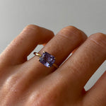 Purple Sapphire East-West ring on hand