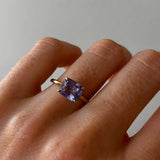Purple Sapphire East-West ring on hand