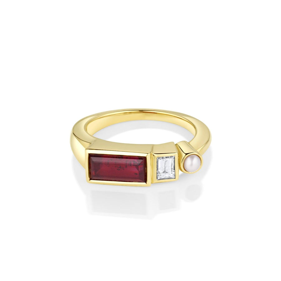 2.42ct Ruby Baguette and Diamond Linear Band - Marrow Fine