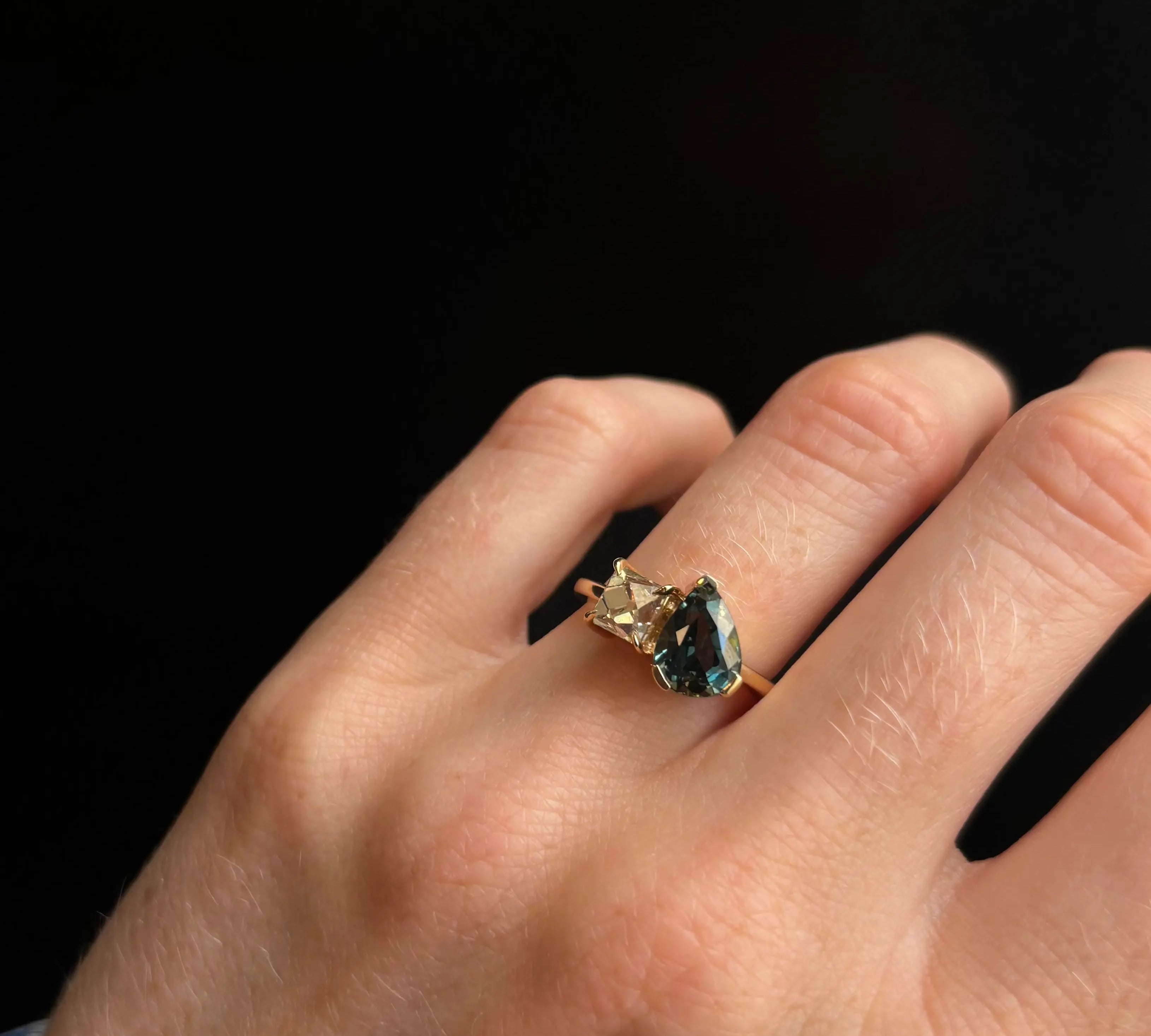 2.56ct Sapphire and Antique Diamond Toi et Moi Ring Marrow Fine [on hand]