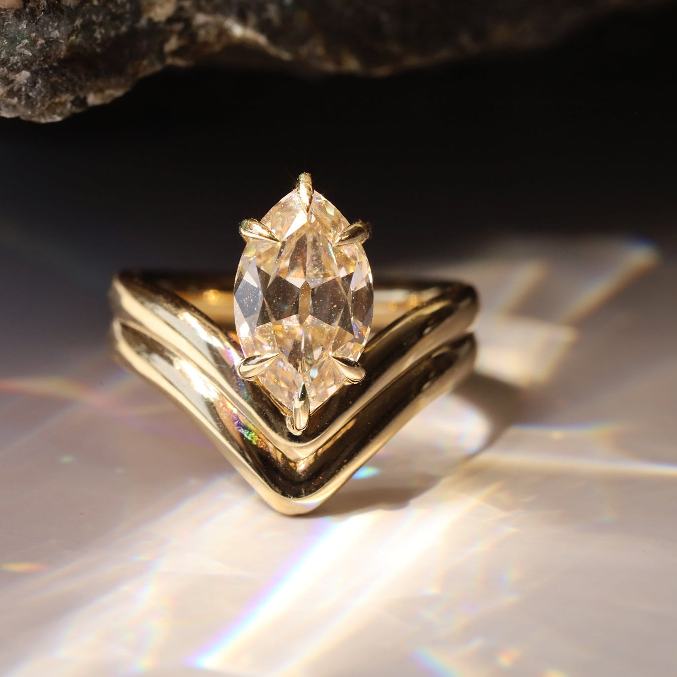 Old Mine cut LCD Marquise ring